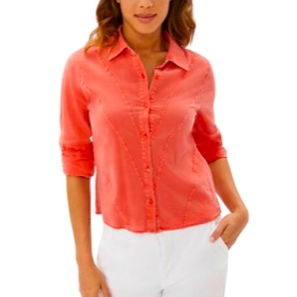 Ecru NWT Sz S Hepburn Garment Dye Shirt, Orange 🍊